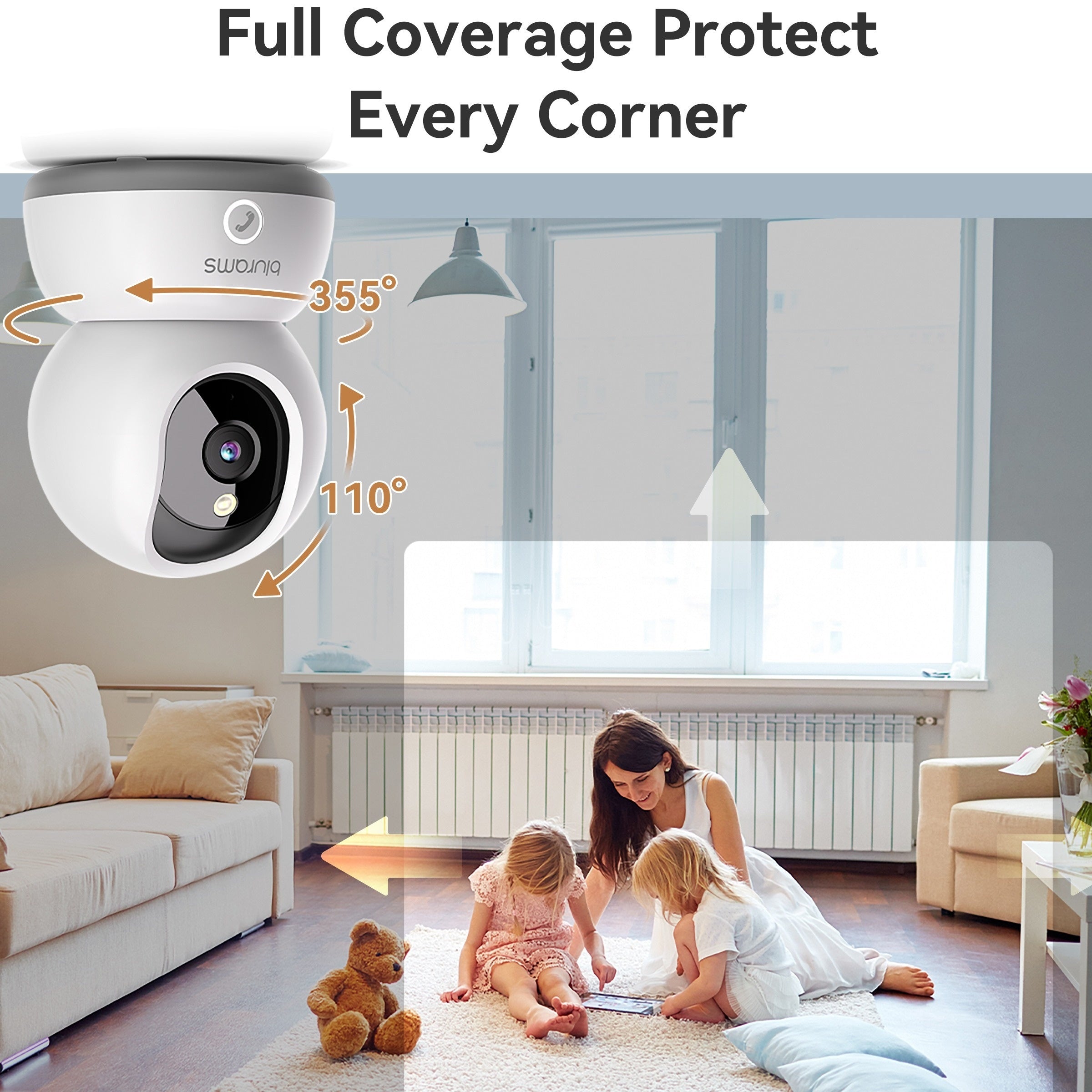 4 Pcs Blurams 2K Indoor Security Camera with One-Touch Call, Home Security Camera for Dog/Baby Monitor/Elder, 2.4GHz Wi-Fi Security Camera, Color Night Vision, Motion Tracking & Detection, Alexa & Google Assistant