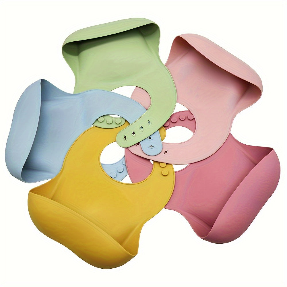 Waterproof Kids' Silicone Bibs with Button Closure - Suitable for Ages 3-6