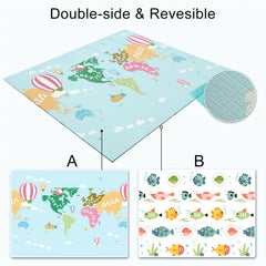 OSLINE Baby Play Mats for Floor, Newborn Foldable Foam Playmat, Baby Crawling Mat, Large Baby Soft Play Mats for Floor From Birth, Waterproof Double-Sided Play Mat for Toddlers (197×177×1cm)