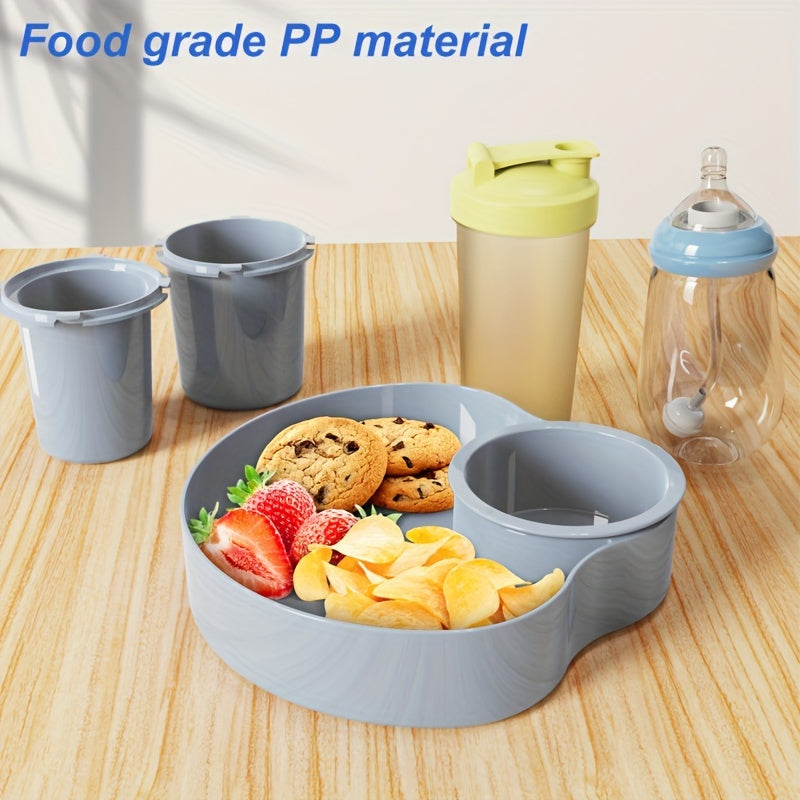 1pc Gray Car Seat Snack Tray - Durable Travel Tray with Cup Holder & Food Plate - Versatile Stroller Attachment for On-the-Go Eating - Perfect for Holidays & Everyday Adventures - A Thoughtful Gift for Families