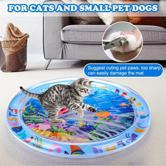 Durable Cat Water Play Mat - Thick, Unbreakable Splash Pad For Indoor Cats, Interactive Self-Play Toy With Geometric Design - Kerala Elegance