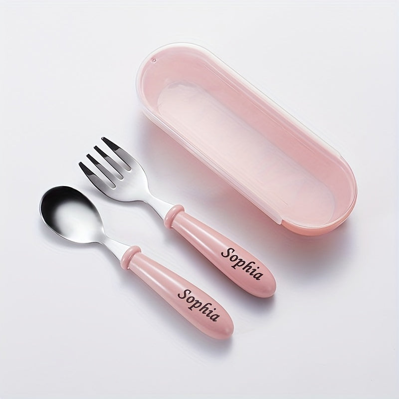 Adorable Personalized Childrens Tableware Set - Safe & Durable Spoon & Fork with Stylish Storage Box - The Perfect Easter Gift with a Unique Personal Touch