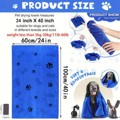 Ultra-Absorbent Microfiber Dog Towels - Rapid-Dry, Luxuriously Soft & Durable, 24x40 inches, Adorable Paw Print Design - Perfect for Grooming Your Furry Friend