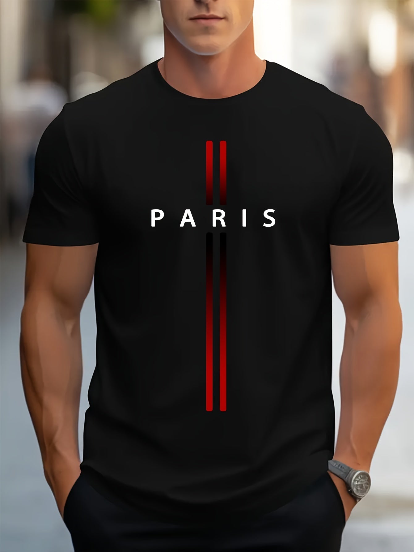 Summer Stylish Paris Print Men's T-shirt - Comfortable, Durable & Easy-Care, Ideal for Daily & Vacation Wear