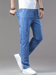 Men's Regular Fit Straight Leg Denim Pants, Men's Classic Design Jeans, Versatile For Business And Casual Wear