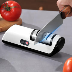 Multifunctional Electric Knife Sharpener with USB Charging, Built-in Lithium Battery, Automatic Fast Sharpening Tool for Kitchen Knives - ABS Material