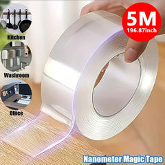 1pc Transparent Nano Tape: Reusable, Washable, Double-Sided Adhesive For Removable Universal Disks Glue, Kitchen Accessories