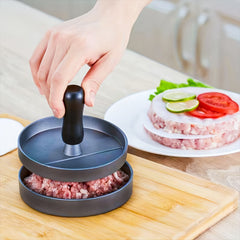 Qicai Xiaolu Metal Hamburger Press - Manual Non-Stick Patty Maker for Kitchen with 100 Wax Papers, Uncharged Food Mill Gadget for Ages 14+