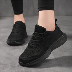 Women's Knitted Running Sneakers, Breathable Low Top Walking Sports Shoes, Casual Outdoor Gym Fitness Trainers