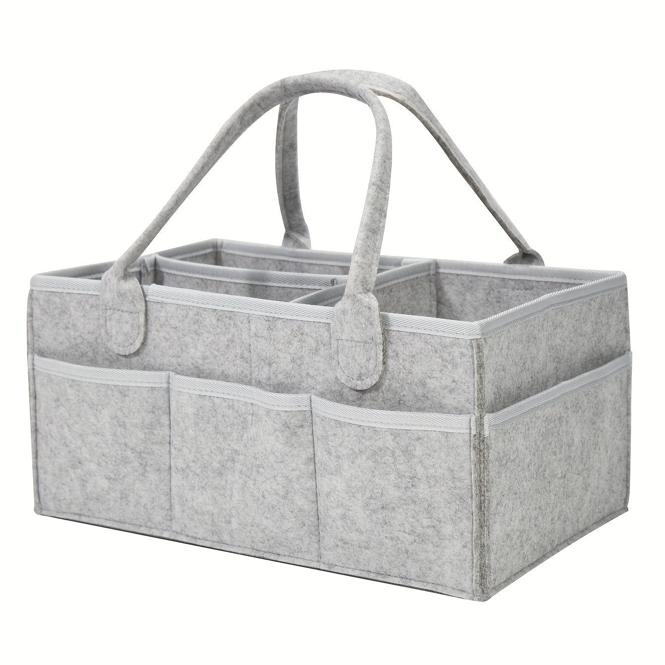 Grey Felt Cloth Mommy Basket Diaper Bag, Storage Felt Mommy Basket Diaper Storage Box