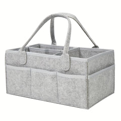 Grey Felt Cloth Mommy Basket Diaper Bag, Storage Felt Mommy Basket Diaper Storage Box