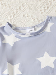 3 Sets Baby Boys Casual Outfit, Stars & Striped Short Sleeve T-shirt & Elastic Waist Shorts Set, Toddlers Summer Clothing