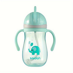 350ML Cartoon Style Outdoor Drinking Straw Bottle, Feeding Sippy Cup Training Portable Handle Water Training Bottle