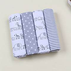 4pcs Baby Swaddle Blanket Full Cotton Flannel Soft Wrap Towel Baby Blanket 0-12 Months Easter Gift