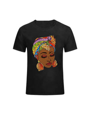 Plus Size Portrait Print Crew Neck Short Sleeve T-Shirt - Soft Medium Stretch Polyester Fabric, Flared Hem, Regular Length, Pullover Style, Black Fashion Design - Perfect for All Seasons, Casual Wear