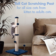 MECOOL 86.36cm Tall Cat Scratching Post with Hanging Balls - Sisal Scratch Pole for Adult Cats and Kittens - Kerala Elegance