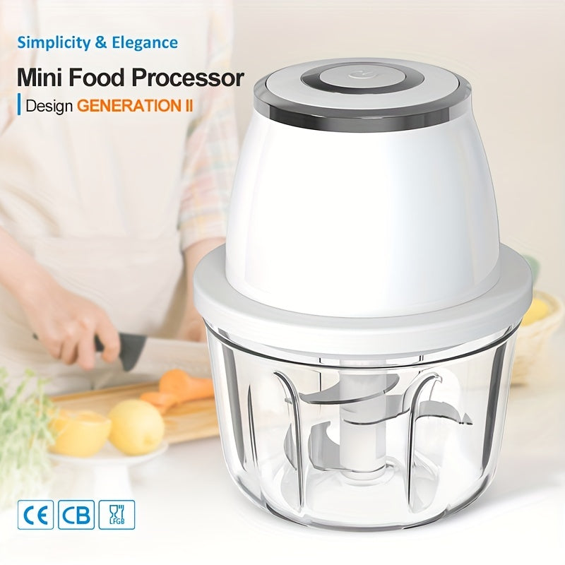 350ML Mini Food Processor - Durable 304 Stainless Steel, Portable, Electric, Wireless, Handheld, USB Rechargeable with Spacious Capacity for Chopping Garlic, Vegetables, and Meat