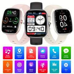 IP68 Waterproof Smartwatch with 4.65cm Full Touch Display, Syncs with Smartphone, 300mAh USB Rechargeable Battery, Wireless 5.0, Sleep & Monitor, 100+ Exercise Modes, Compatible with iPhone & Android