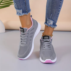 Womens Air-Flow Mesh Sneakers - Stylish Casual Lace-Up Running Shoes for Outdoor Adventures - Ultra-Lightweight & Breathable Comfort