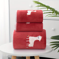 2pcs, Soft And Cute Alpaca Bath Towels Set, Skin-friendly, Absorbent Bath Towels, Great Christmas Halloween Thanksgiving Day Gift, New Year's Gift, Valentine's Day Gift