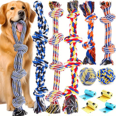 4PCS Heavy-Duty Cotton Blend Dog Rope Toy Set - Durable Chew Toys for Aggressive Chewers, All Breed Sizes, Interactive Tug-of-War, Teeth Cleaning Knots, Rainbow Series Pet Play Products - Kerala Elegance