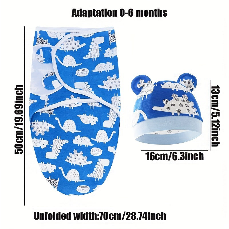 Newborn Baby Swaddle Set: 0-6 Months Adjustable Swaddle Blanket for Boys And Girls, Hand Wash Only, Floral Pattern, Suitable for 0-3 Years, 100% Cotton, Muratomedo Brand