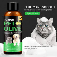 Natural Olive Essence Pet 3-in-1 Shampoo, Hair Care And Bath Gel, Mild And Clean, Soothe The Skin, Make The Fur Shiny, Safe And Healthy, Common For Cats And Dogs