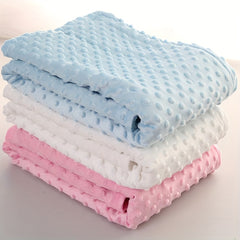 Beanie Bubble Blanket, Stroller Outing Blanket, Double Layer Warm Solid Color Pressed Foam Blanket Soft