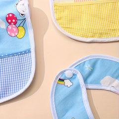 Random 3pcs Velvet Waterproof Bibs, Cartoon Bibs For Feeding And Drooling