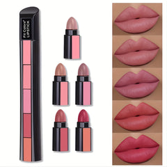 6 Color Lipstick Set 6 Sections Velvet Revealing Color Nonstick Cup Lip Gloss Pencil Waterproof Velvet Lip Gloss Valentine's Day Gifts