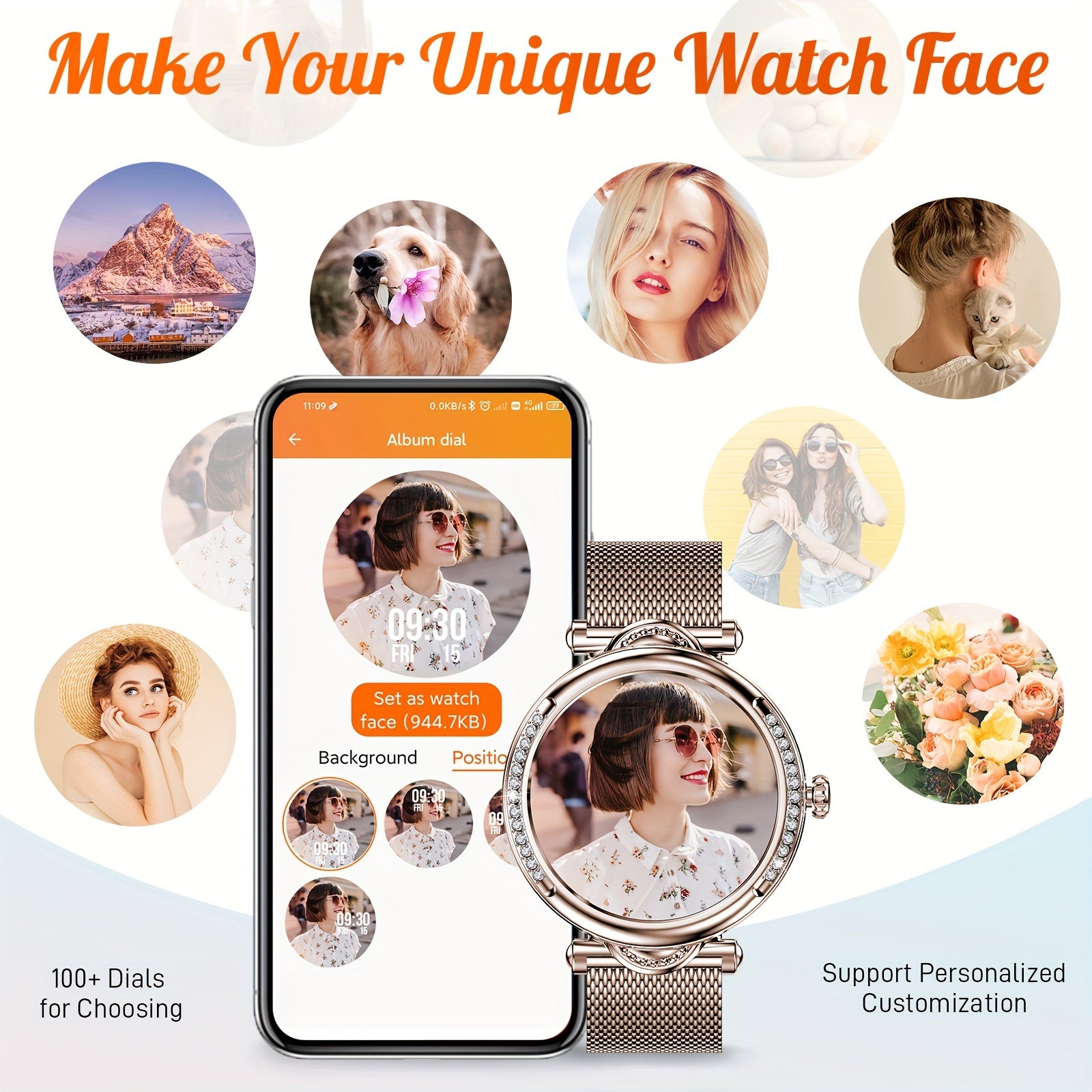 INEYES Smart Watch For Women With 1. 68.58cm Screen With Wireless 5.2 ( Answer/ Make Calls) 100+ Sports Modes, Watch For Women' S Voice Assistant, Weather, Music Control, Multiple Design Styles Smartwatch