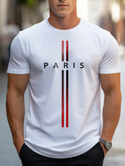 Summer Stylish Paris Print Men's T-shirt - Comfortable, Durable & Easy-Care, Ideal for Daily & Vacation Wear