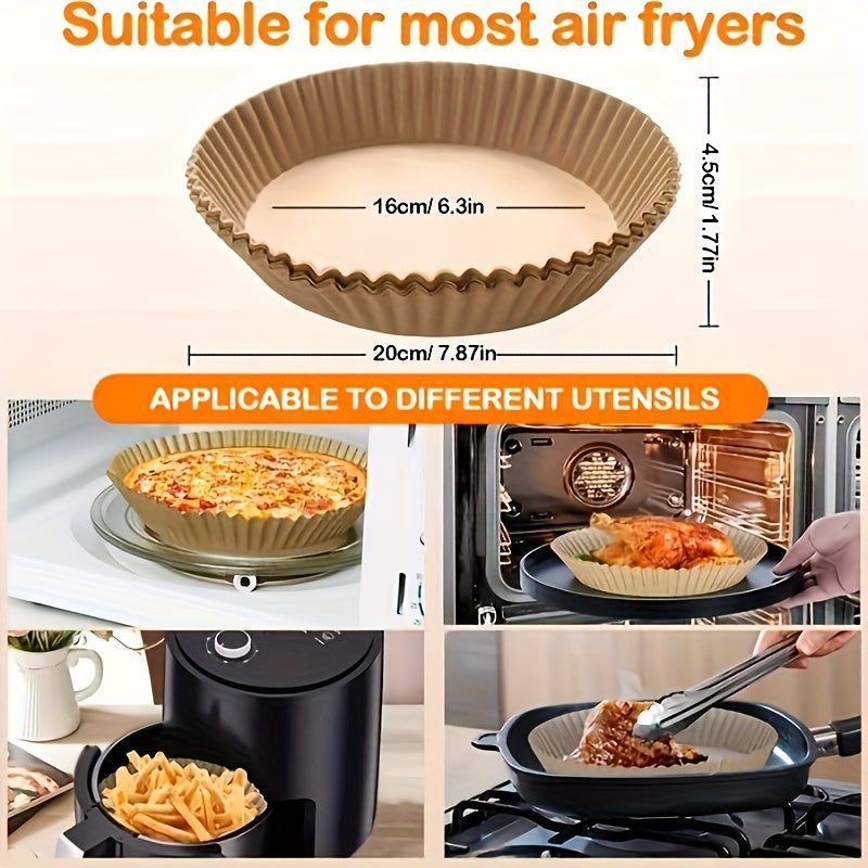 50/100pcs Air Fryer Special Paper Double-sided Silicone Oil High Quality Disposable Paper Liner Non-stick Round Disposable Liner Baking Paper Oil-resistant Food Grade Parchment Baking Cooking Microwave Oven