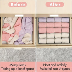 24 Grids Collapsible Closet Cabinet Organizer: Perfect for Socks, Underwear, Handkerchiefs, Ties, and Belts