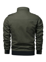 Trendy Mens Cotton Bomber Jacket - Stand Collar, Secure Pockets, Ideal for Autumn & Winter