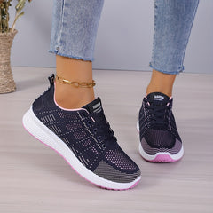 Womens Air-Flow Mesh Sneakers - Stylish Casual Lace-Up Running Shoes for Outdoor Adventures - Ultra-Lightweight & Breathable Comfort