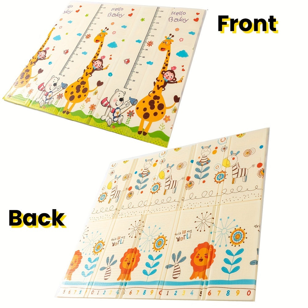 Reversible Xpe Crawling Mat For Young Youngsters 0-3 - Adorable Animal Motif, Waterproof & Simple To Clean, Ideal For Play & Living Room Decor