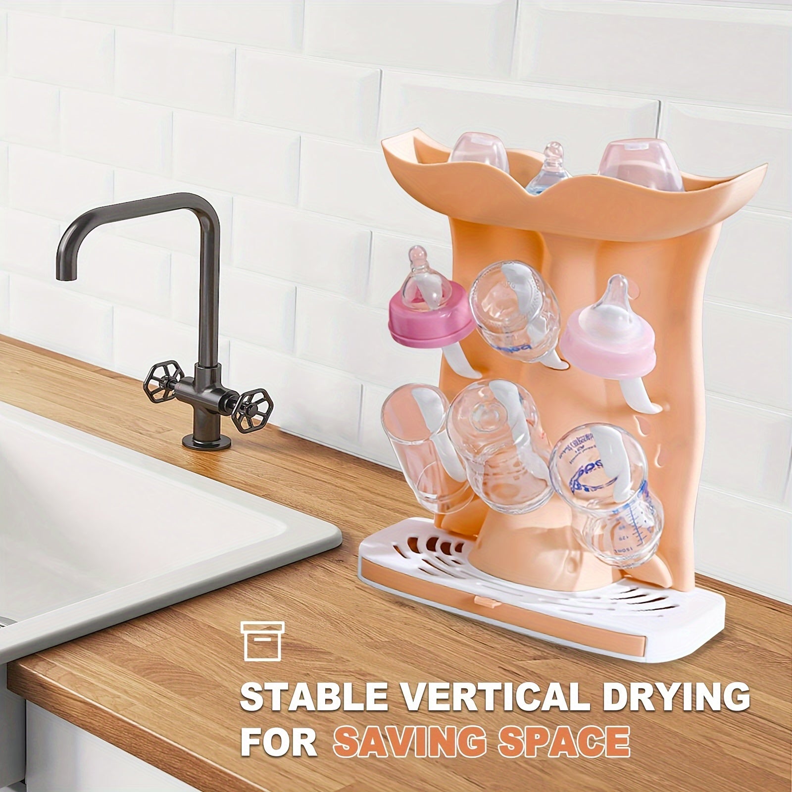 Compact Kitchen Storage Solution - Space-Saving Upside-Down Water Cup Drain Design Bottle Drain Rack Fast Drying Rack for Water-Free Bottles Easy-to-Remove Design Essential Kitchen Accessories