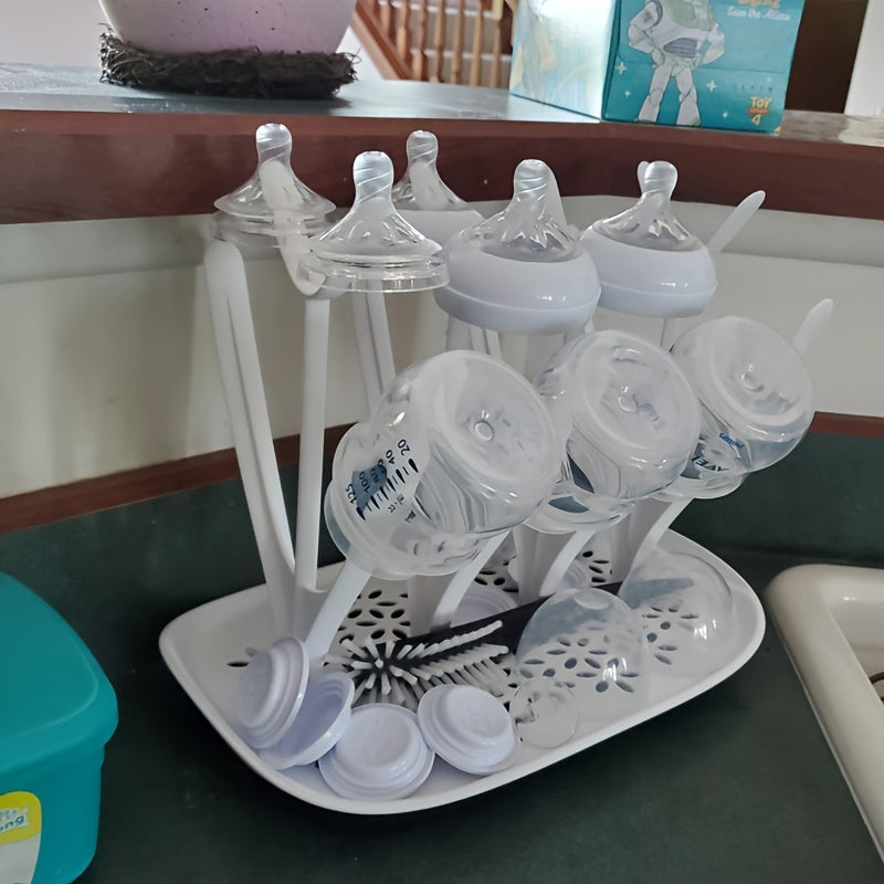 Baby bottle drying rack, drying rack, storage rack, can hold up to 8 bottles, as well as nipples, breast pump parts, pacifiers and other baby accessories, easy to disassemble and store, uses minimal counter space, BPA free