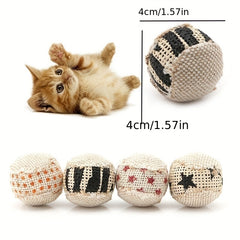 Festive Interactive Cat Toy: Rattle Scratch Balls (Random Style) - Suitable for Kittens and Cats - No Battery Required - Made of Fabric - Perfect for Exercise and Play - Kerala Elegance