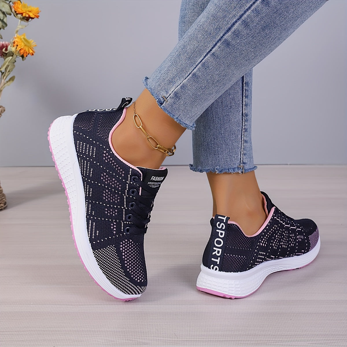 Womens Air-Flow Mesh Sneakers - Stylish Casual Lace-Up Running Shoes for Outdoor Adventures - Ultra-Lightweight & Breathable Comfort