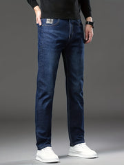 Men's Straight Leg Denim Pants, Men's Classic Design Jeans, Versatile For Business And Casual Wear