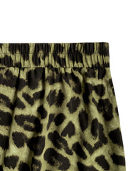 Plus Size Retro Skirt, Women's Plus Leopard Print Elastic Tie Waist Swing A-line Skirt