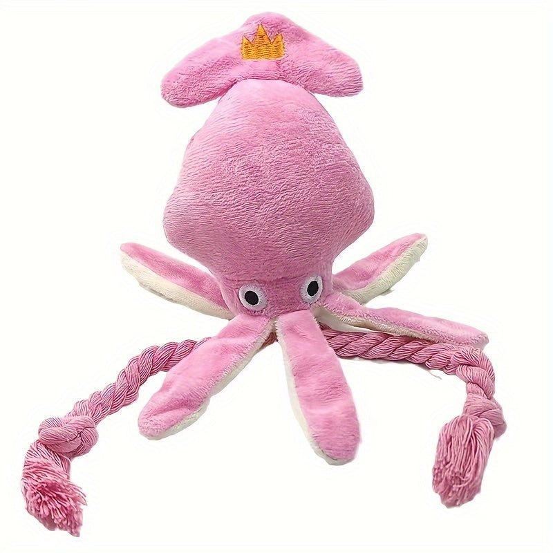 Festive Octopus Plush Dog Toy: Cute Cartoon Design, Soft Fleece Material, Perfect for Small Breeds - Kerala Elegance