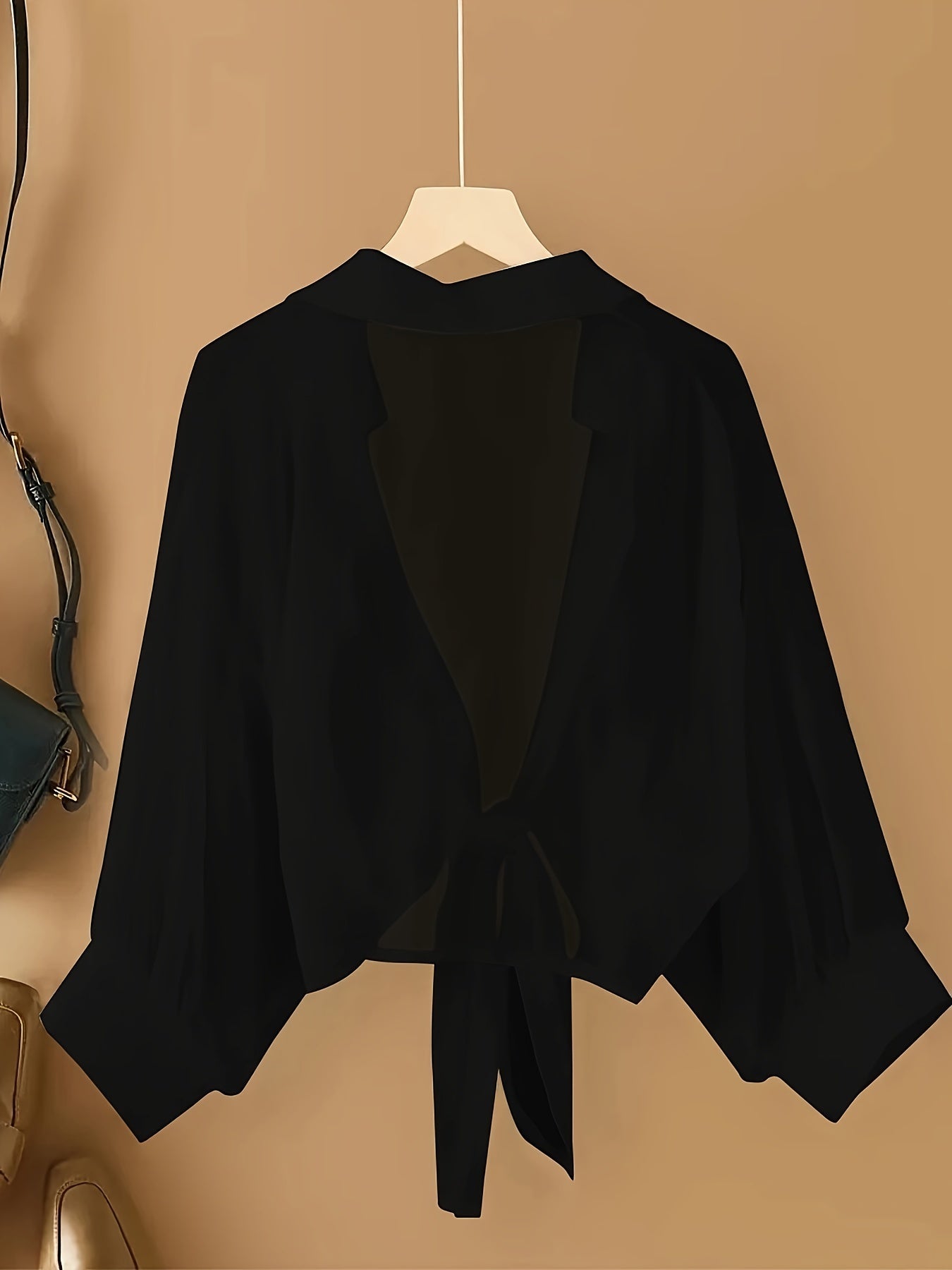 Solid Single Button Chiffon Blouse, Versatile Drop Shoulder Blouse For Spring & Fall, Women's Clothing