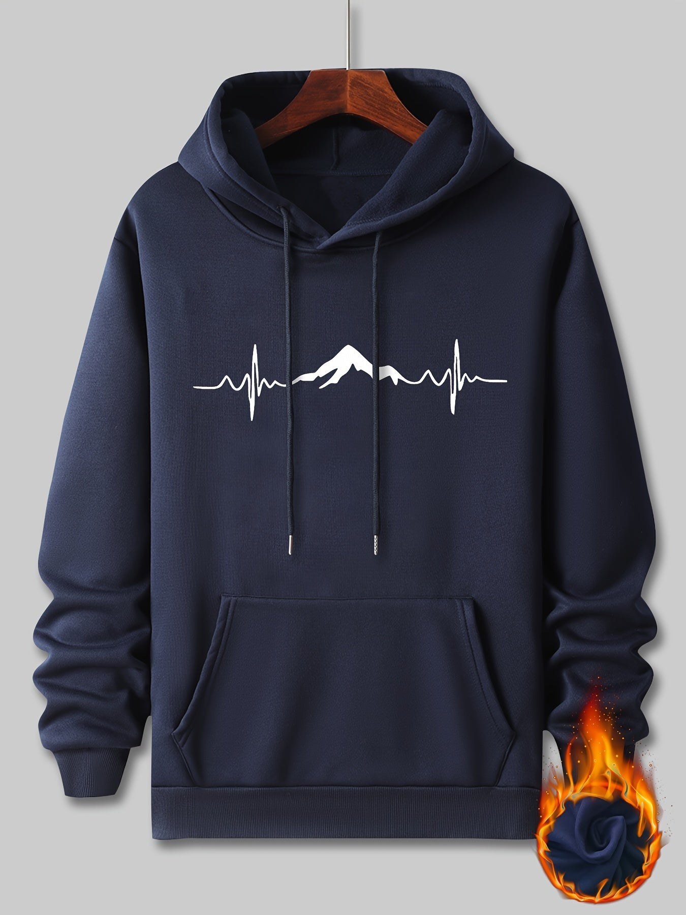 Mountain Trail Hoodie Sweatshirt - Mens Soft Fleece Lined, Long Sleeve, Sporty & Fashionable with Roomy Kangaroo Pocket - Perfect for Casual Street Wear, Outdoor Sports, Autumn & Winter - Cozy Warmth