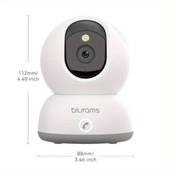 Blurams 2K Indoor Security Camera with One-Touch Call, Home Security Camera for Dog/Baby Monitor/Elder, 2.4GHz Wi-Fi Security Camera, Color Night Vision, Motion Tracking & Detection, Cloud & SD Card Storage