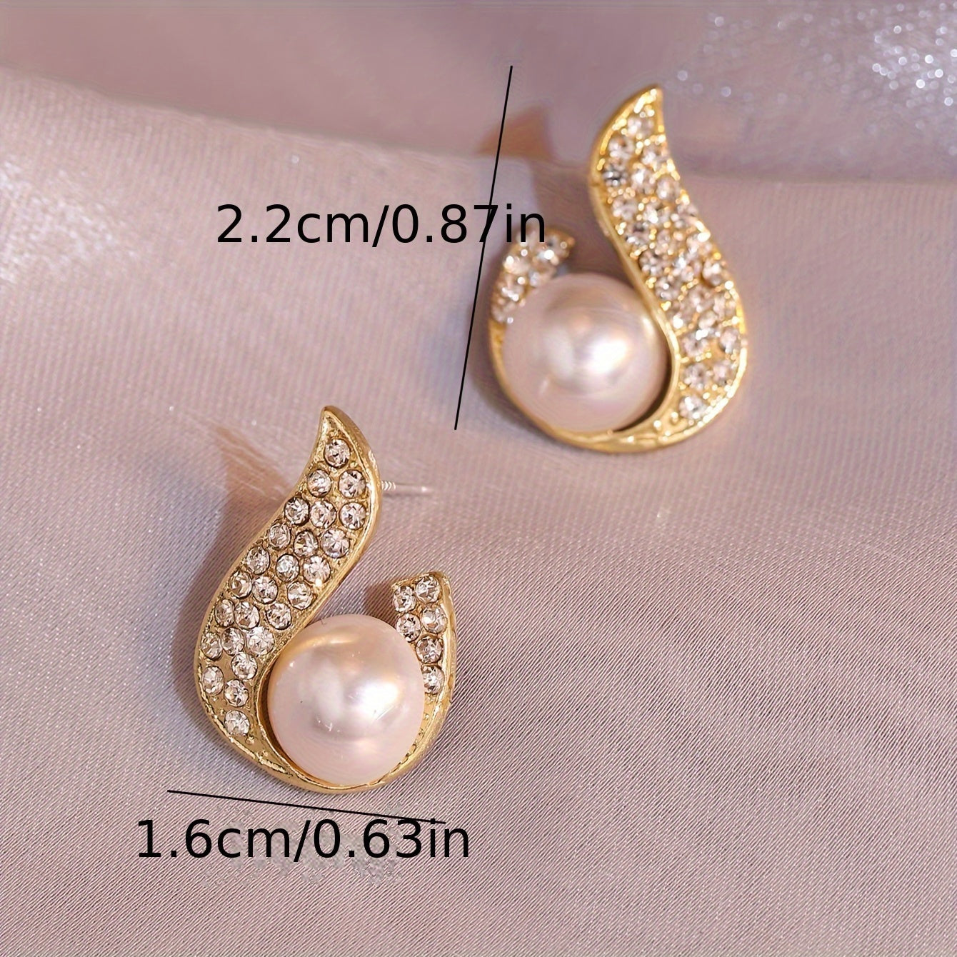 Unique Water Drop Shaped Stud Earrings Zinc Alloy Jewelry Faux Pearl Inlaid Vintage Elegant Style For Women Dating Earrings