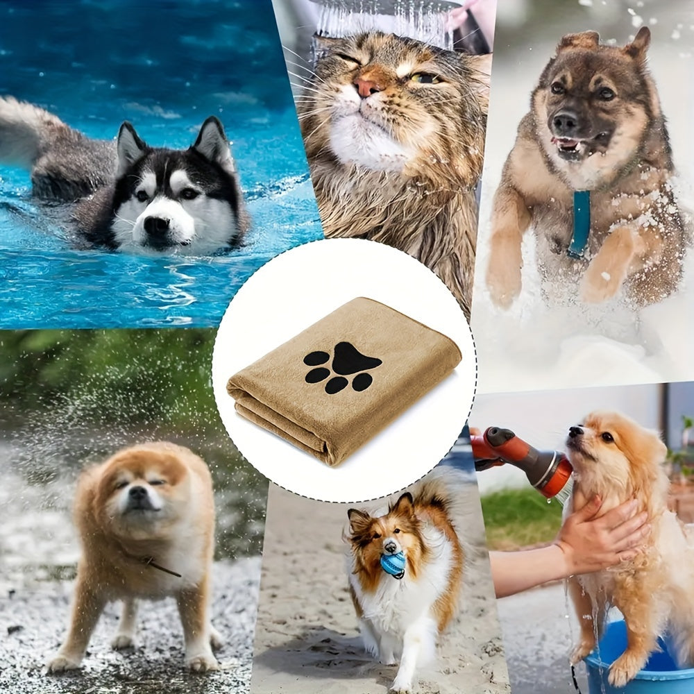 1pc Microfiber Pet Towels For Dogs And Cats, Quick-Dry And Absorbent, Durable And Fast-Drying, Efficient Bathing Time Care, With Paw Print Design