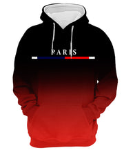 Men's Gradient Color Paris Graphic Print Hoodie With Kangaroo Pocket, Casual Long Sleeve Hooded Sweatshirt For Outdoor